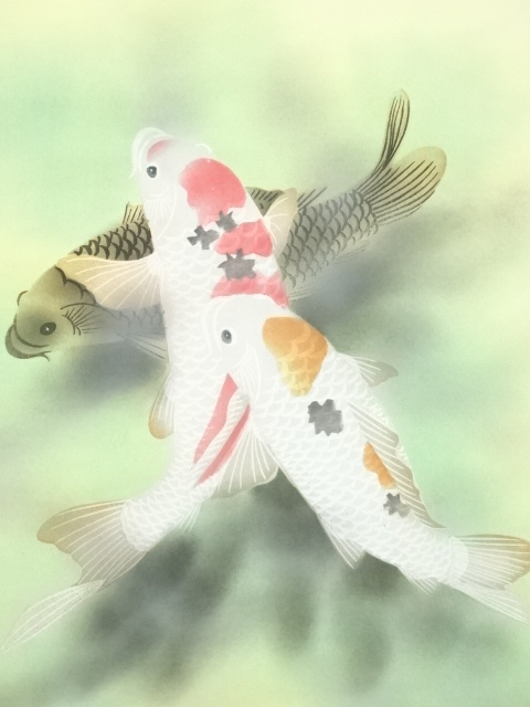 道具 ] - 道具 東観筆 鯉 肉筆絹本掛軸（保護箱） | ネットショップ圭